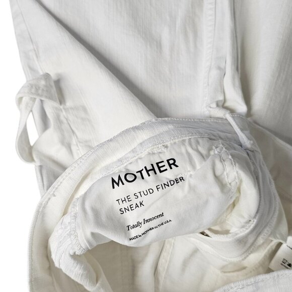 MOTHER The Stud Finder Sneak High-Rise Wide-Leg Jeans, Carpenter, White, 25, NWT - Picture 7 of 14